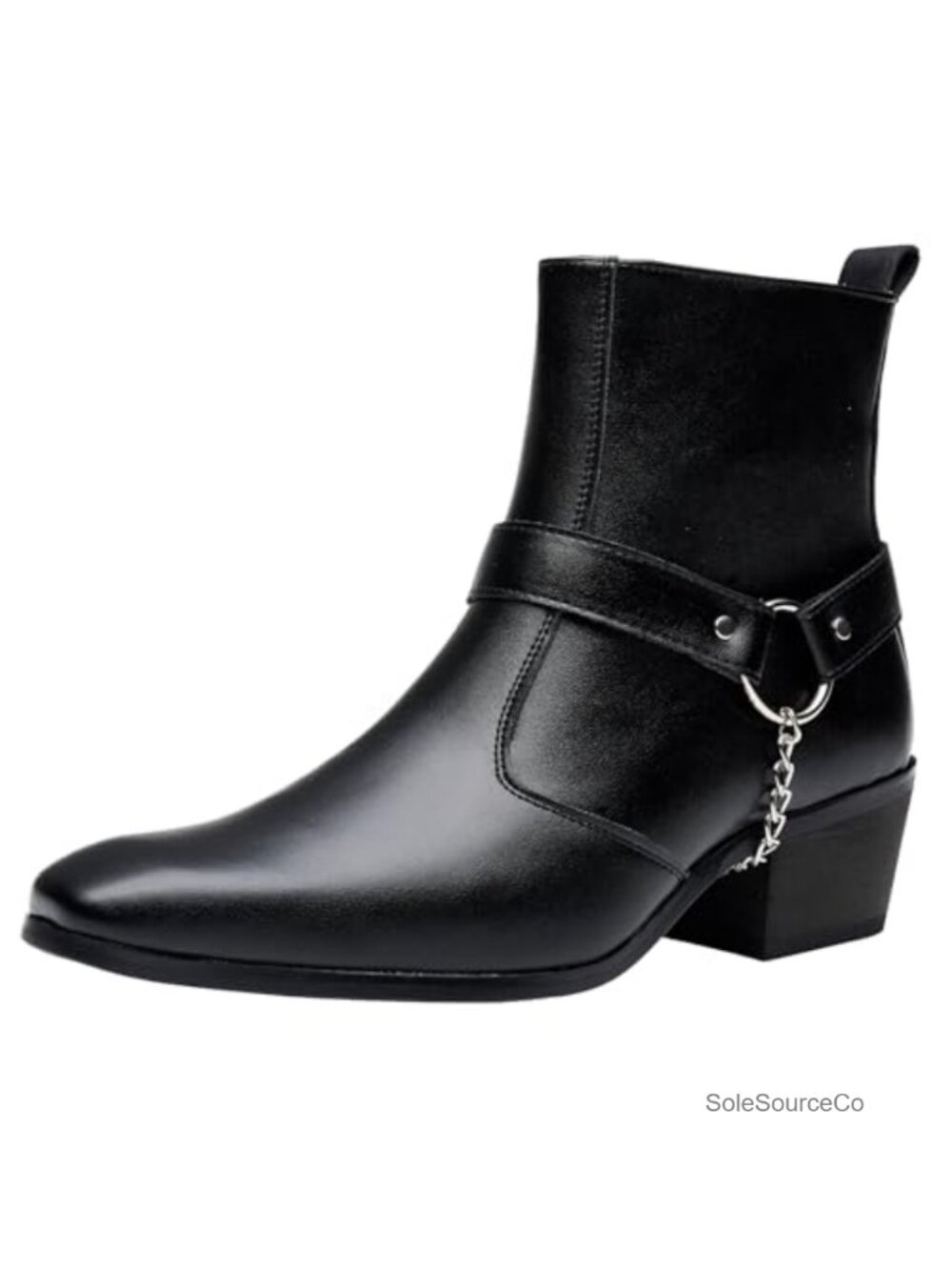 Men's Harness Boot Square Toe Side Zipper Ankle Boot